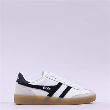 Gola Viper Leather Gumsole Retro Trainer - White Black